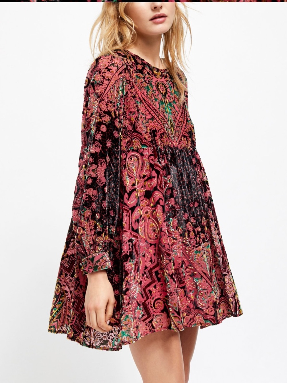 Free People Printed Velvet Dress Size Small